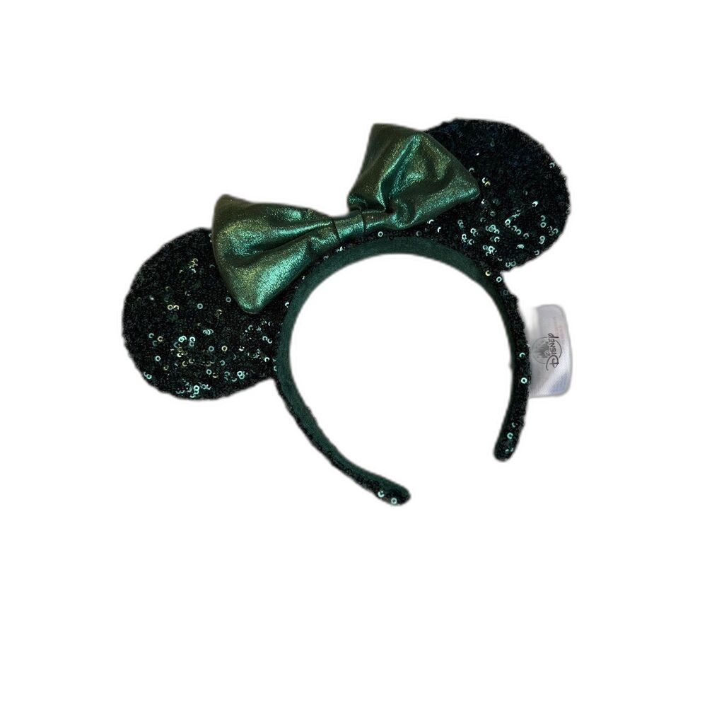 Disney Minnie Mouse Emerald Green Sequin Ears Headband Park Exclusive
